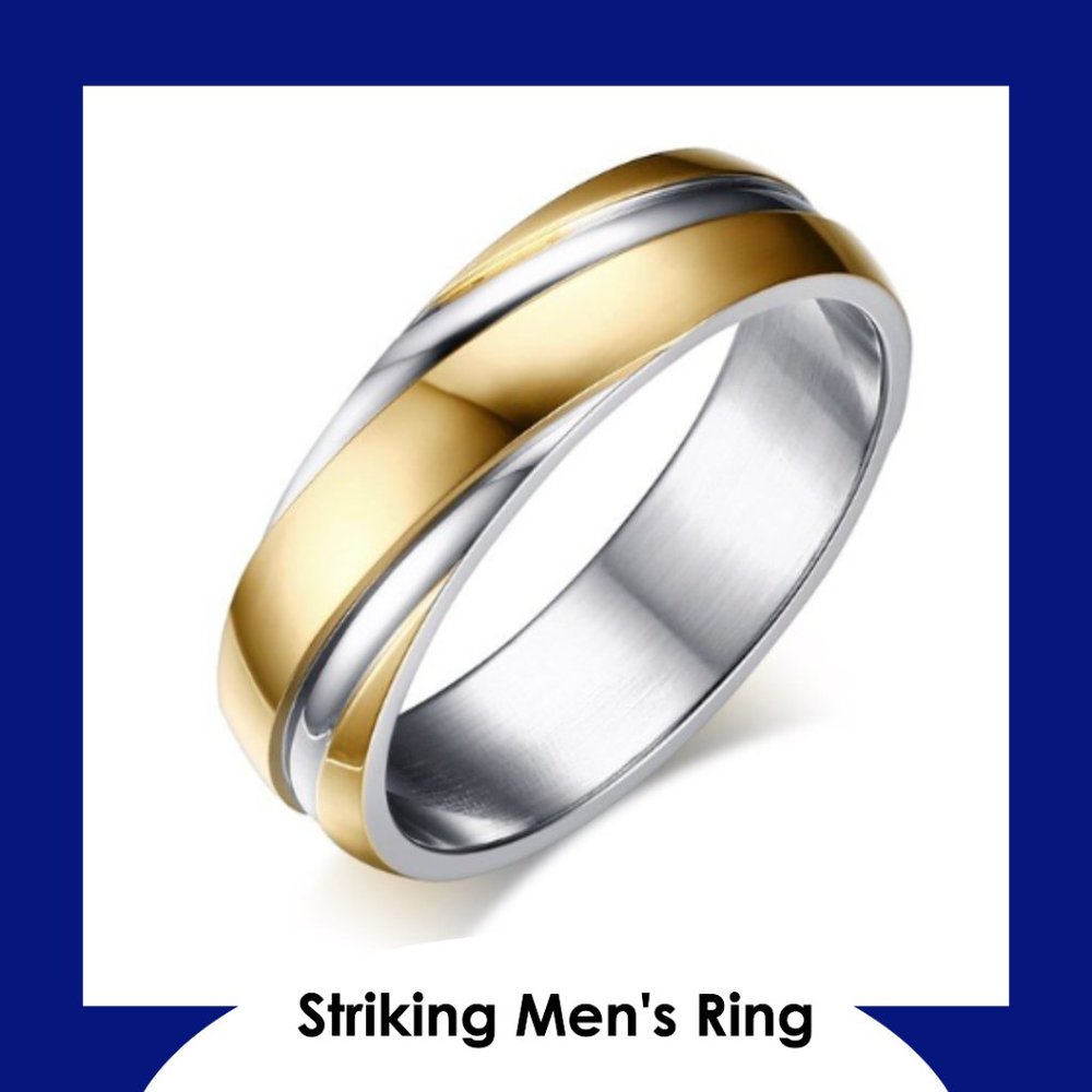 Gold Men's Ring with Silver Swirl, Size 9 NWOT